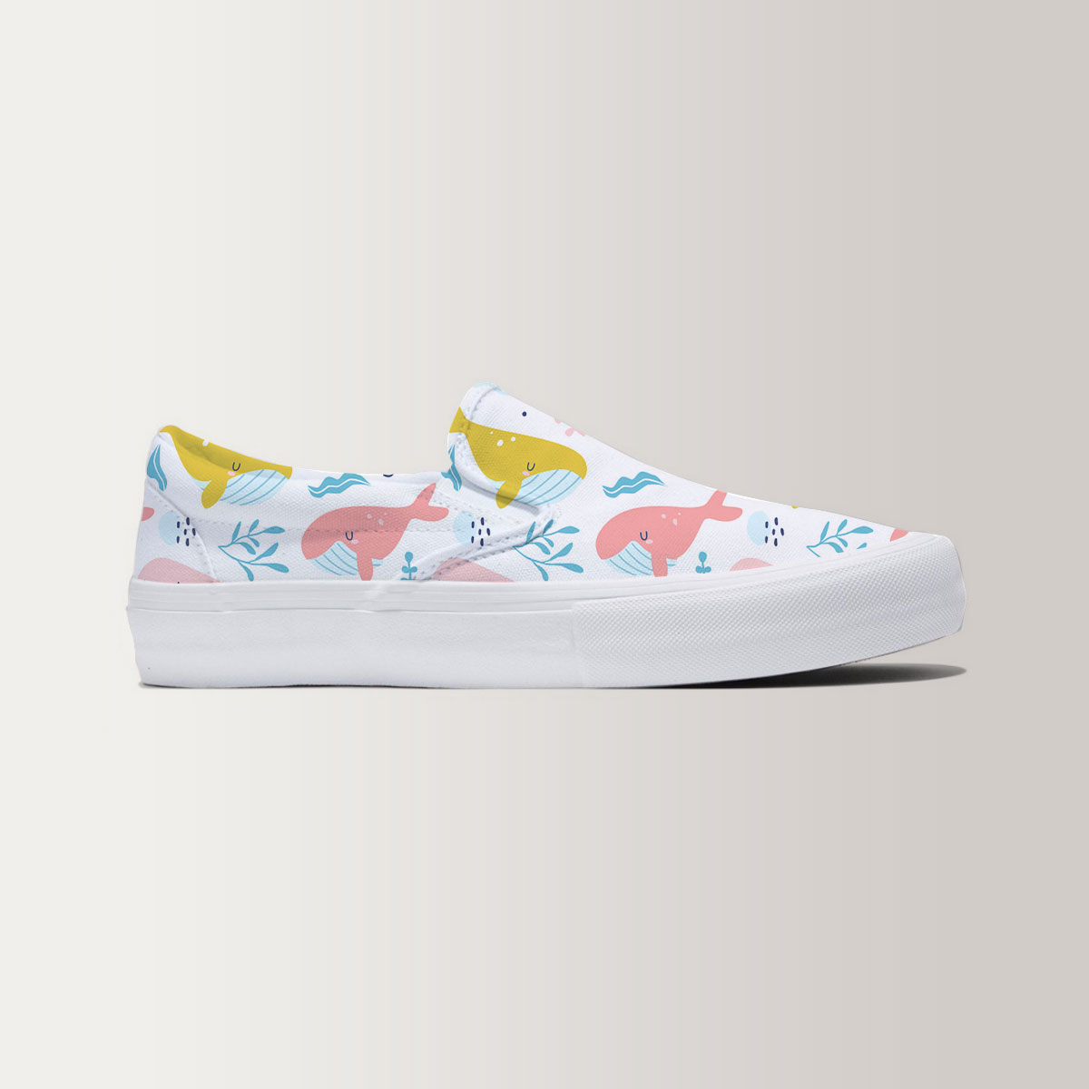 Cartoon Colorful Blue Whale Slip On Sneakers
