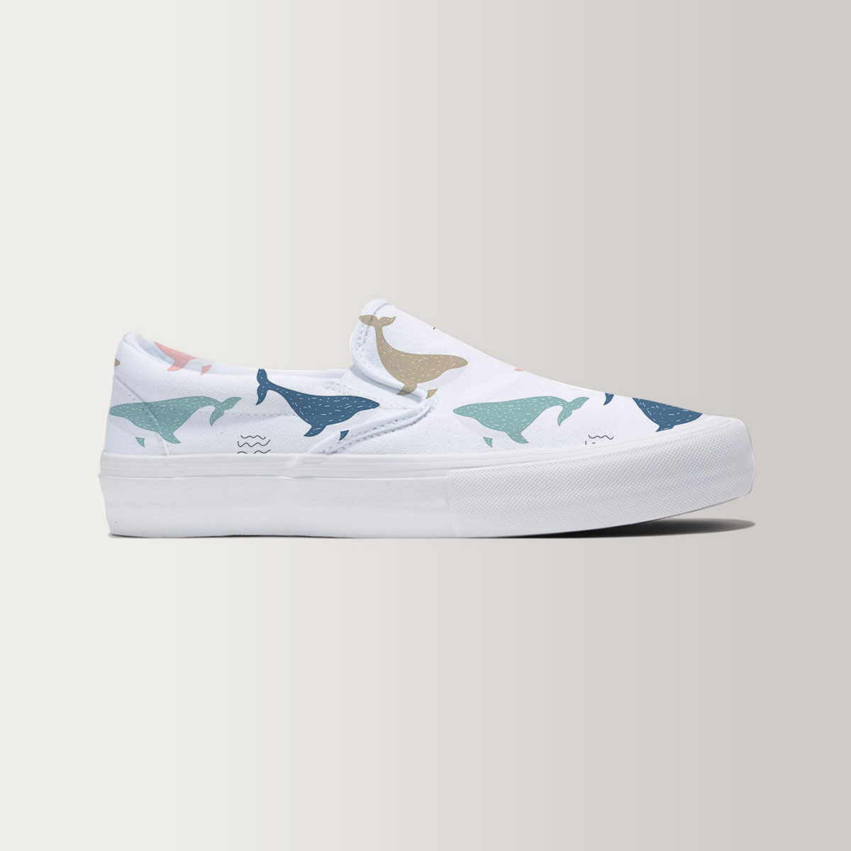 Colorful Blue Whale Slip On Sneakers