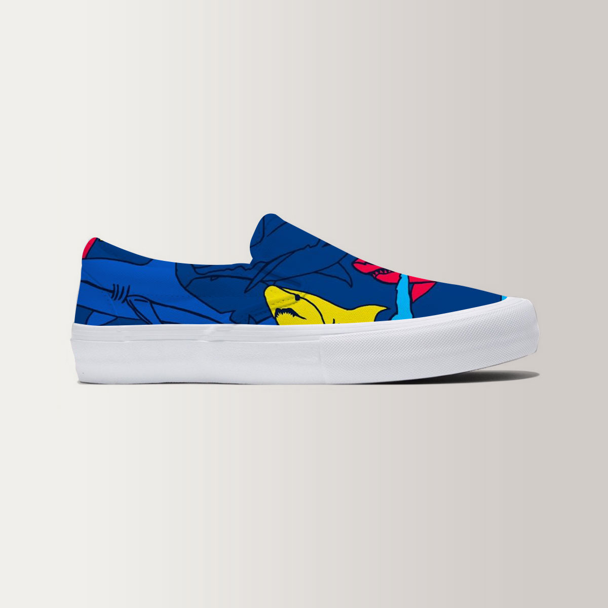 Colorful Great White Shark Slip On Sneakers