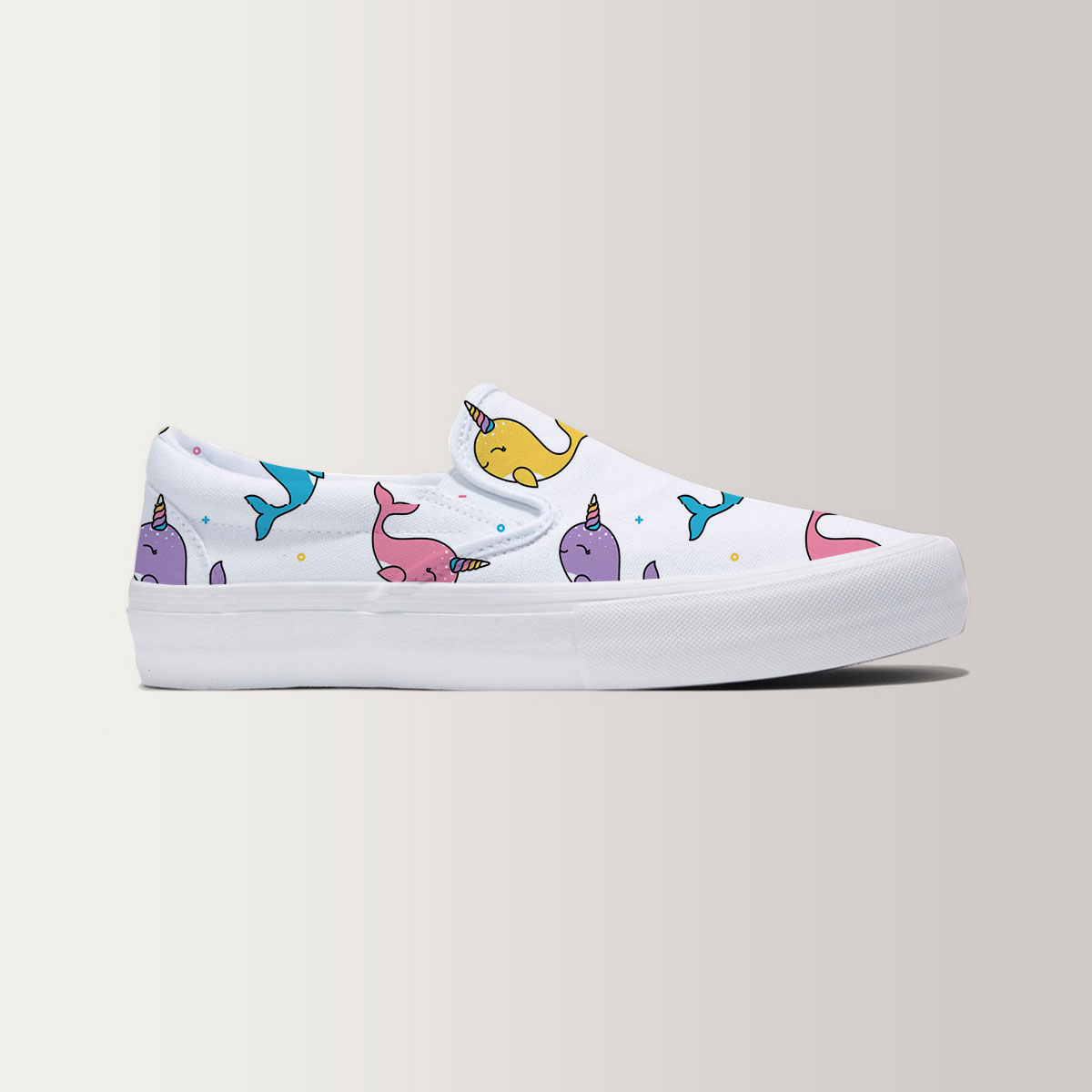 Colorful Happy Narwhal Slip On Sneakers