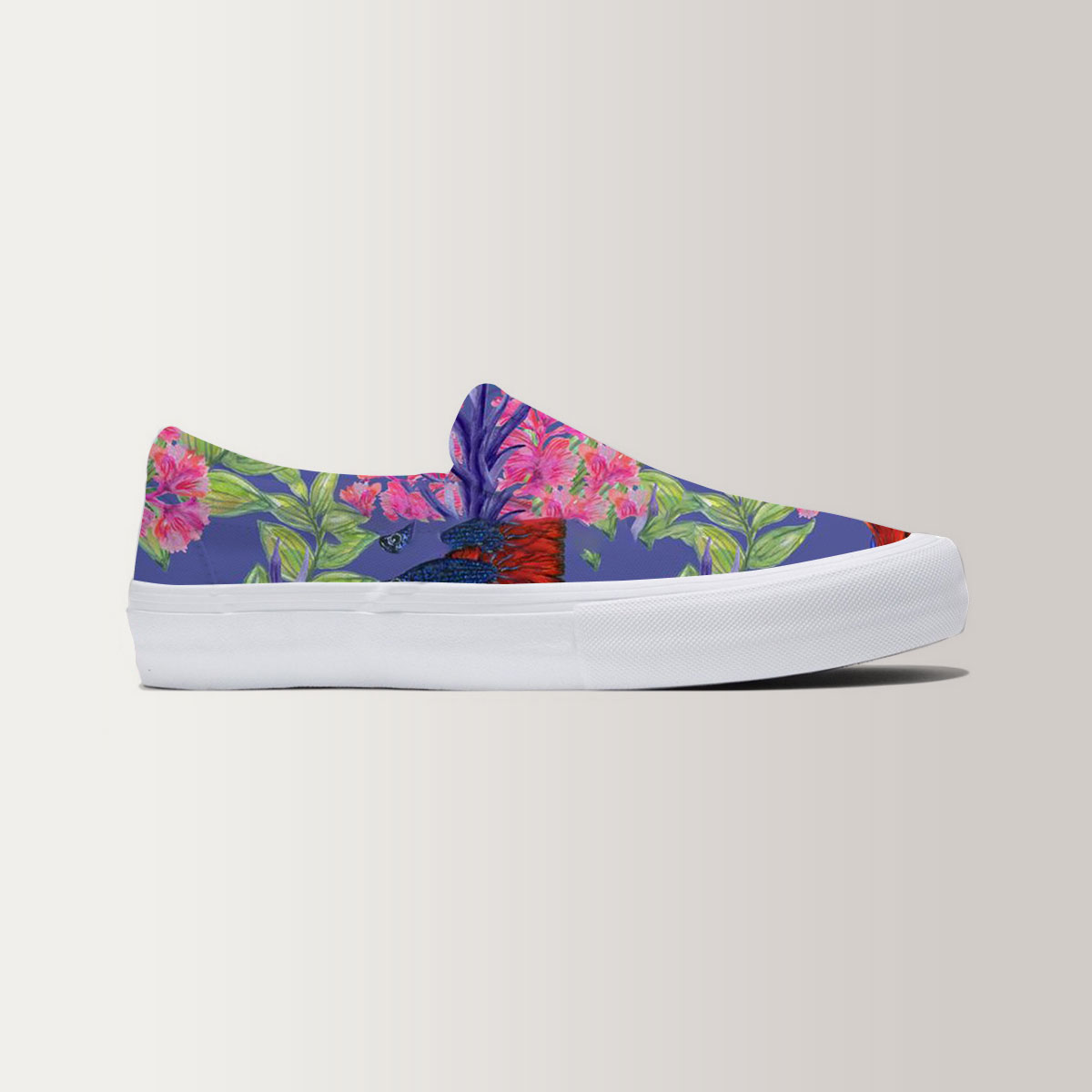 Floral Betta Fish Slip On Sneakers