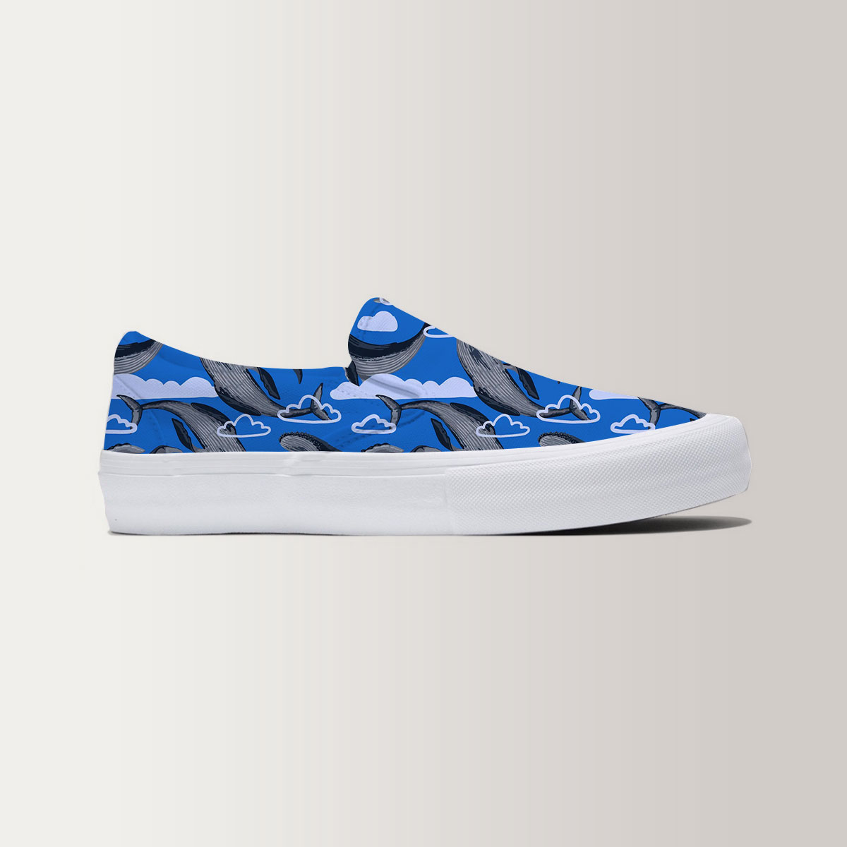 Flying Blue Whale Slip On Sneakers