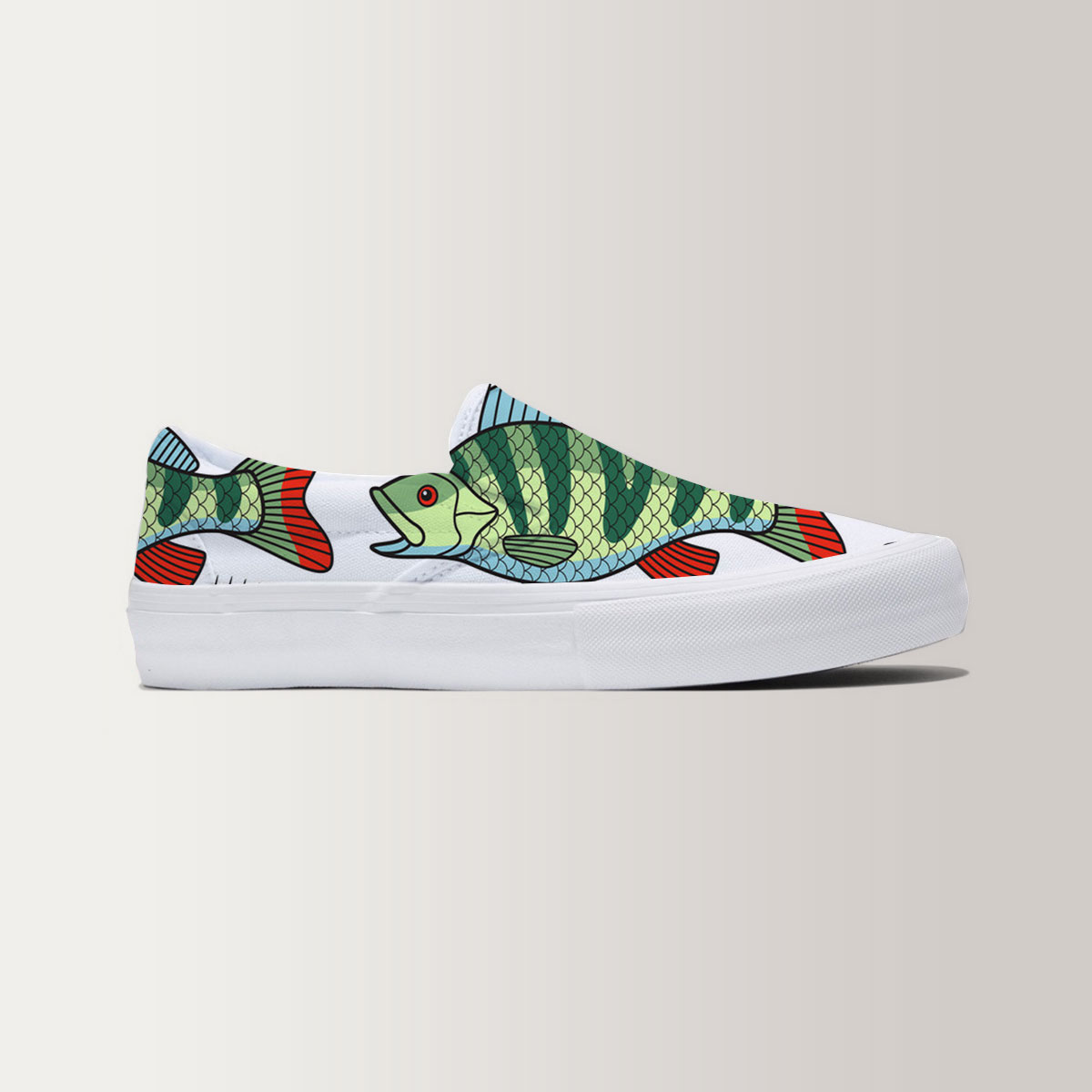 Green Bass Fish Slip On Sneakers