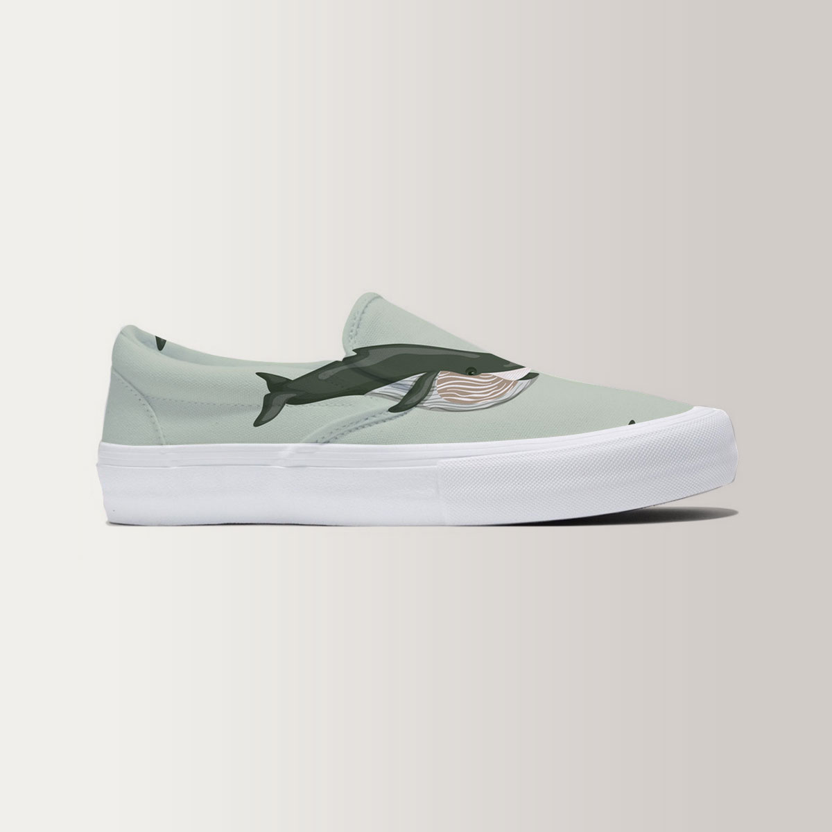 Green Blue Whale Slip On Sneakers