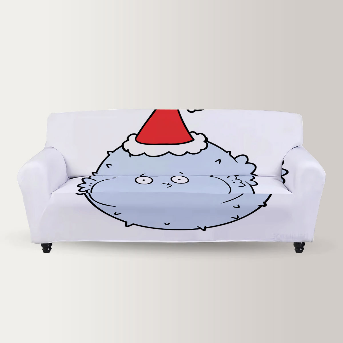 Cartoon Christmas Puffer Fish Sofa Cover