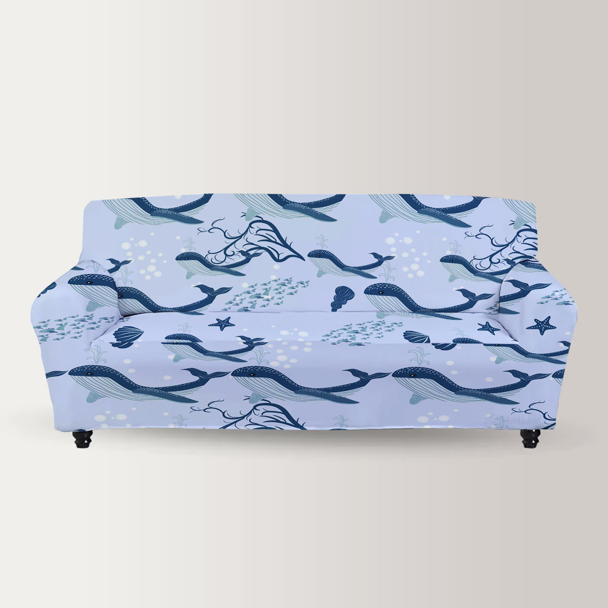 Cartoon Cute Blue Whale Sofa Cover