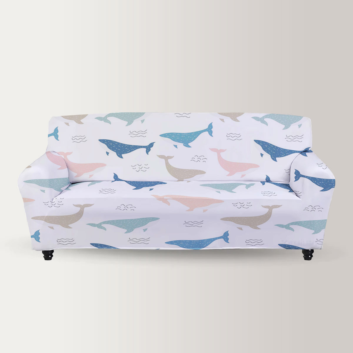 Colorful Blue Whale Sofa Cover
