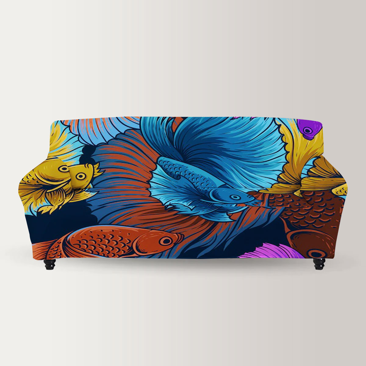 Colorful Cartoon Betta Fish Sofa Cover