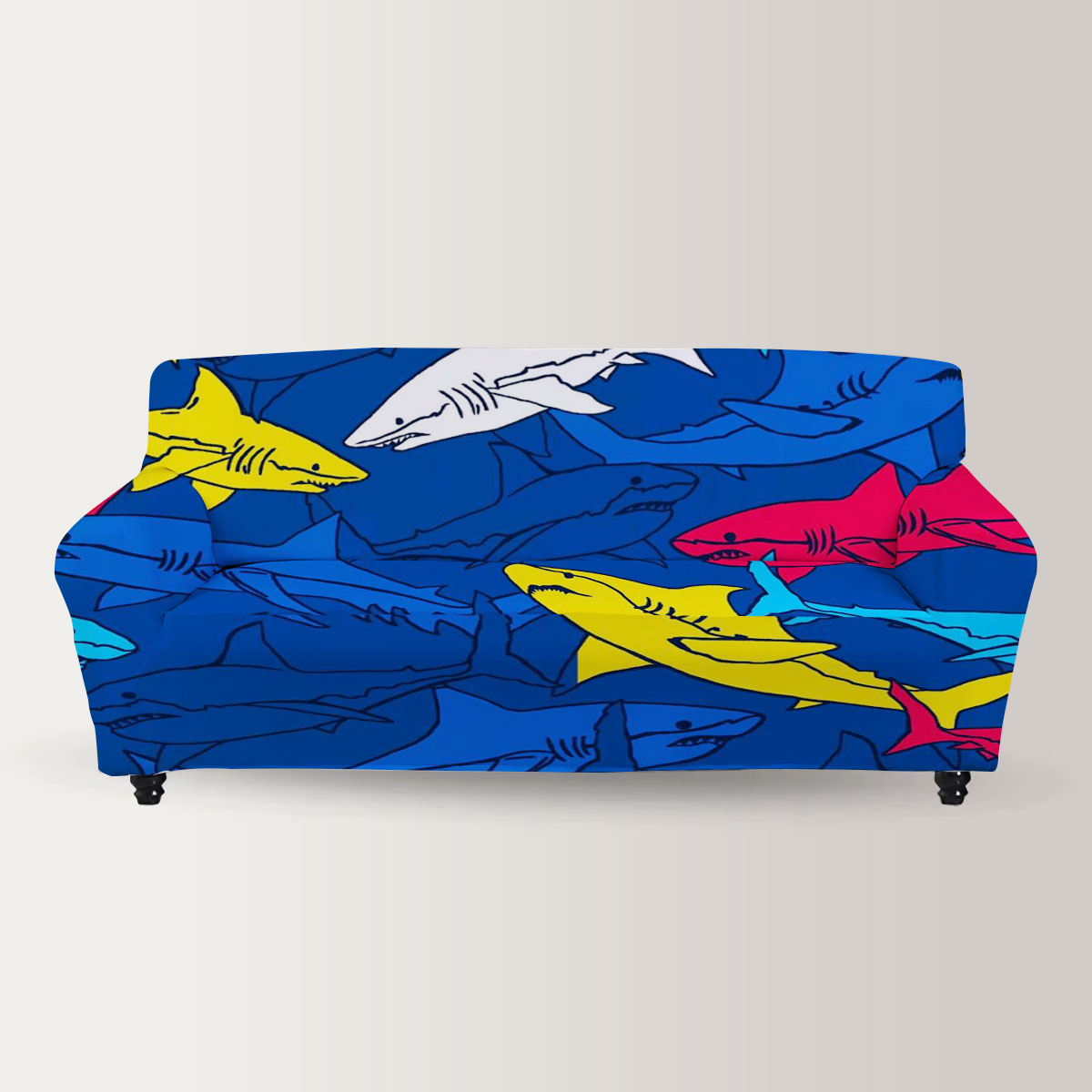 Colorful Great White Shark Sofa Cover