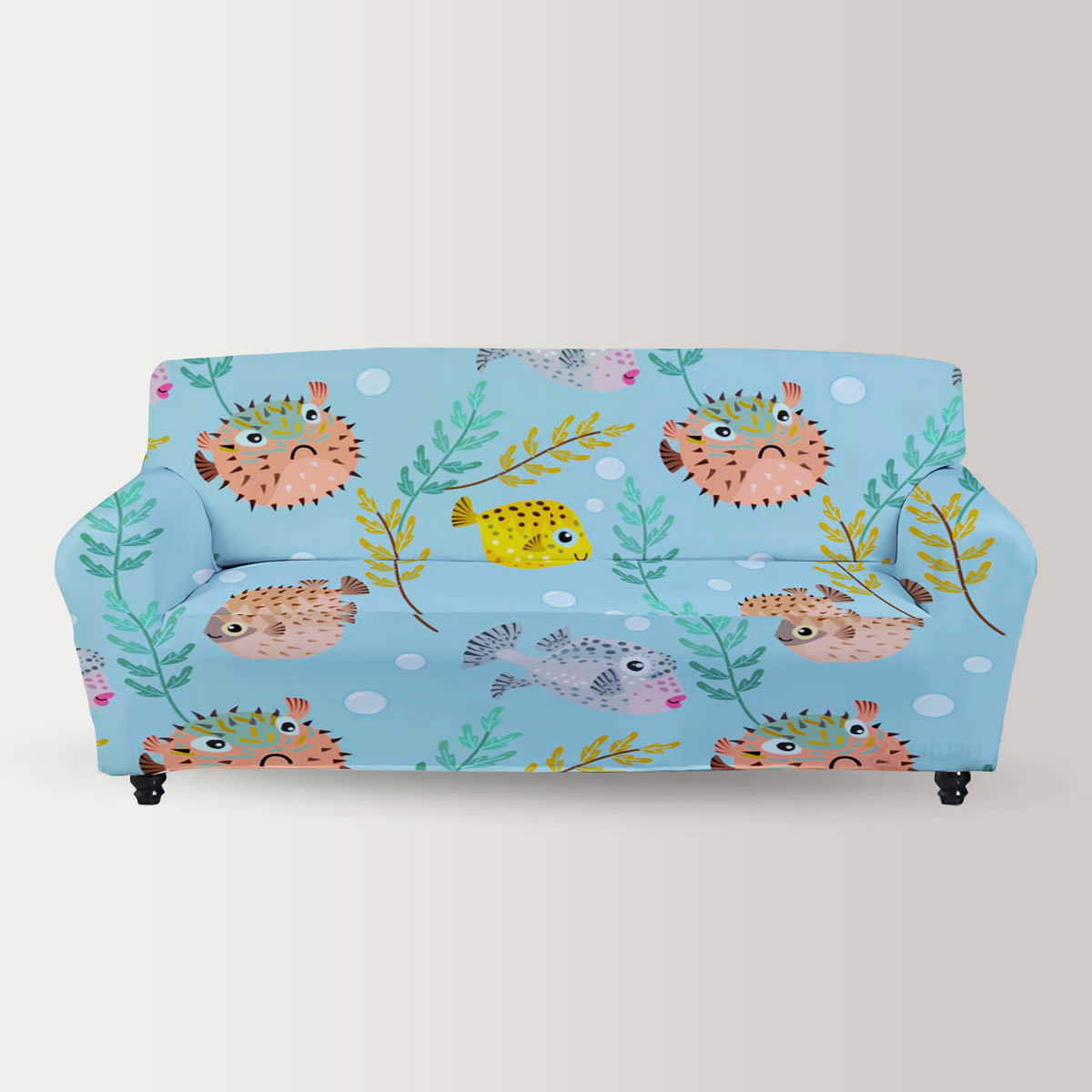 Cute Colorful Puffer Fish Sofa Cover
