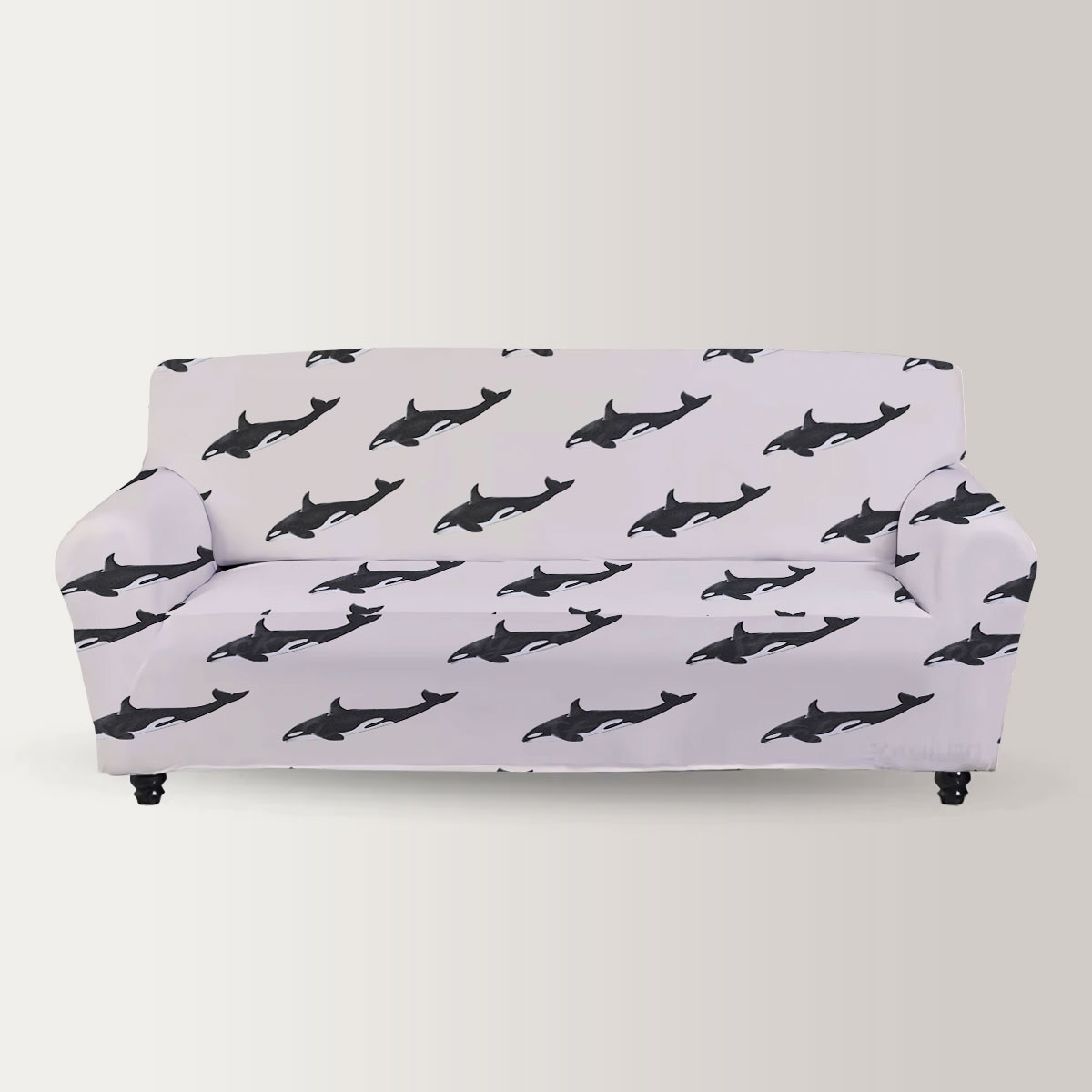 Diving Orca On Grey Sofa Cover