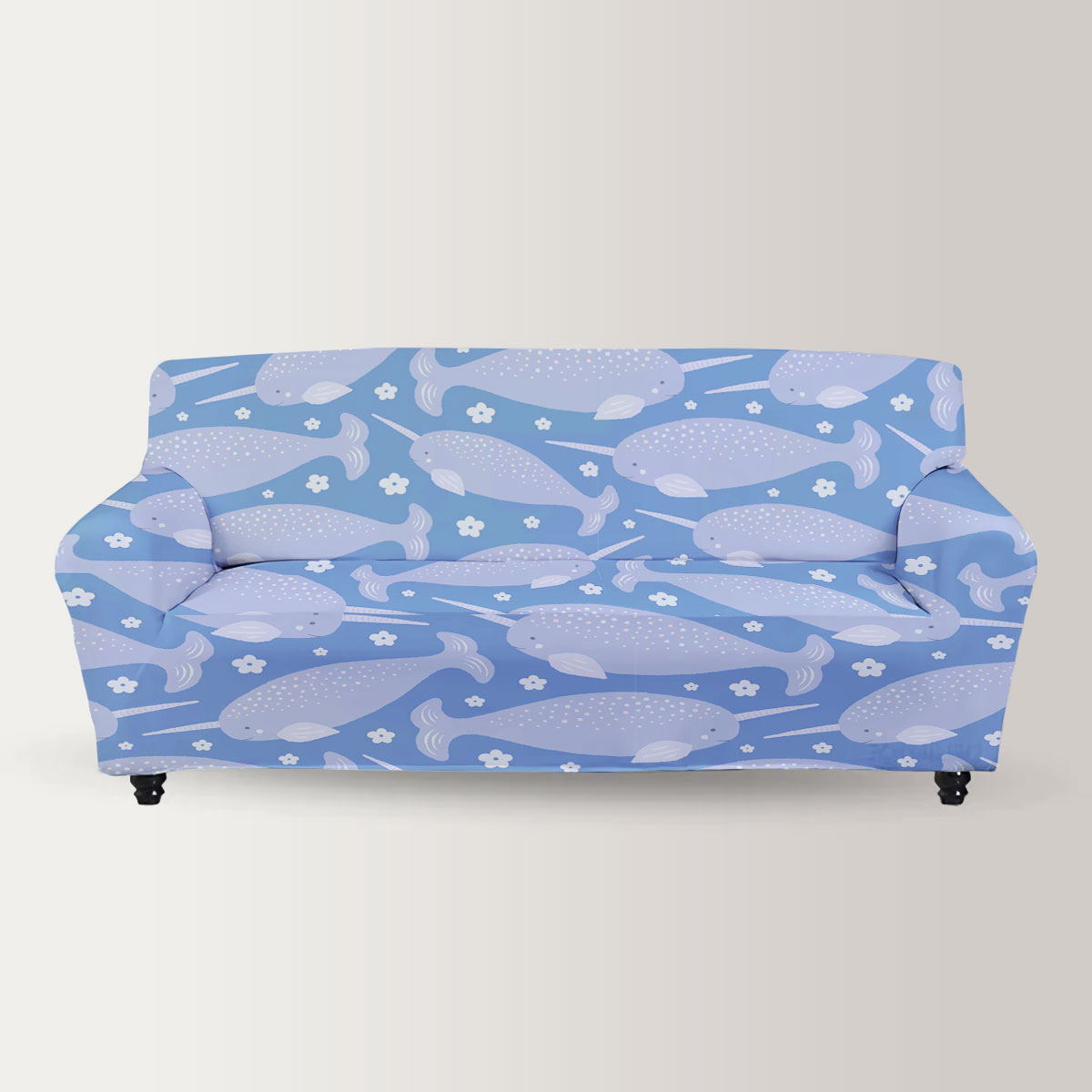 Floral Narwhal Sofa Cover