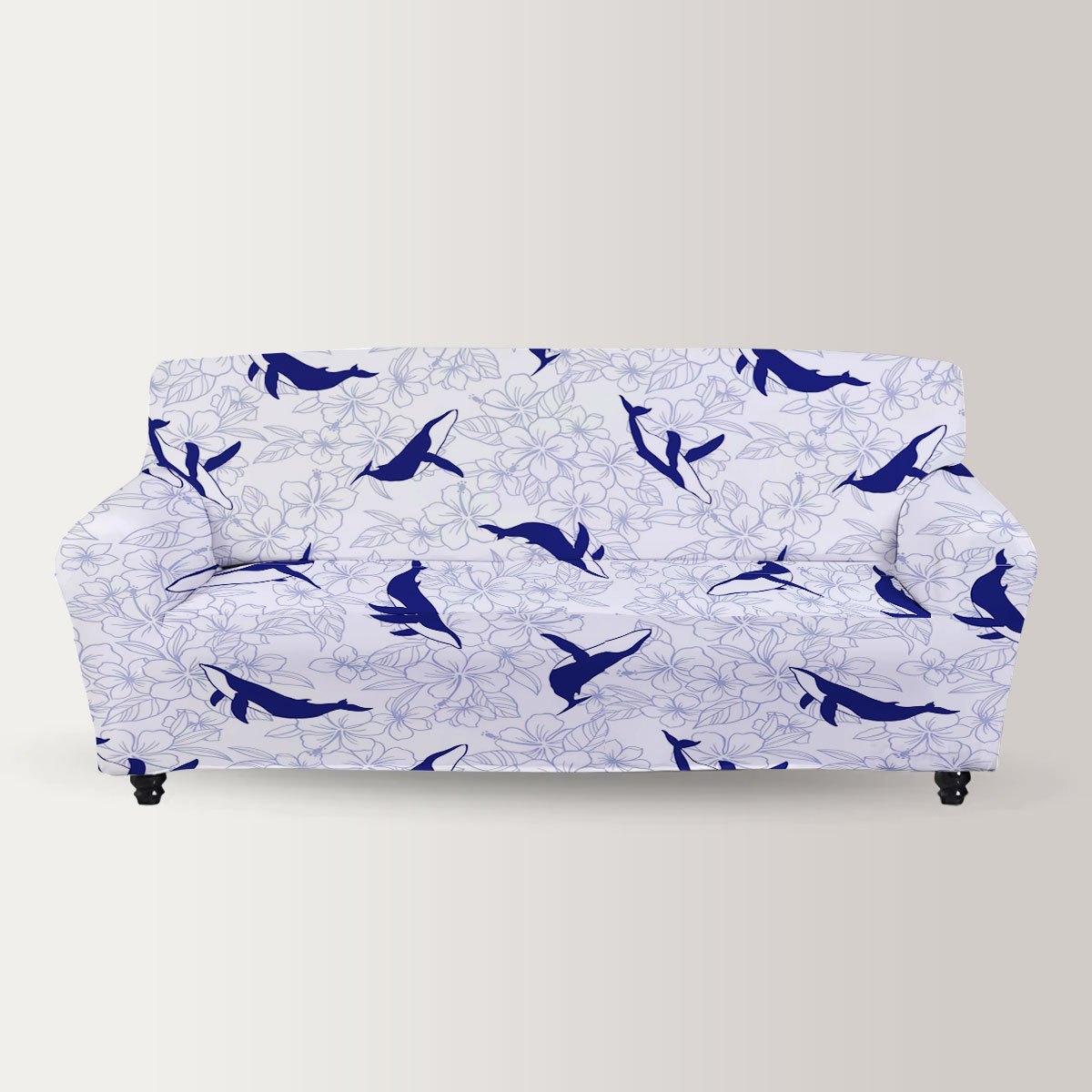 Flower Blue Whale Sofa Cover