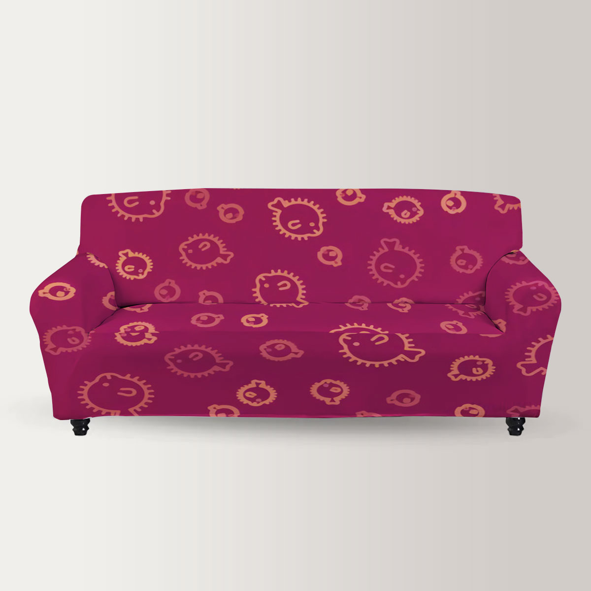 Funny Red Puffer Fish Sofa Cover