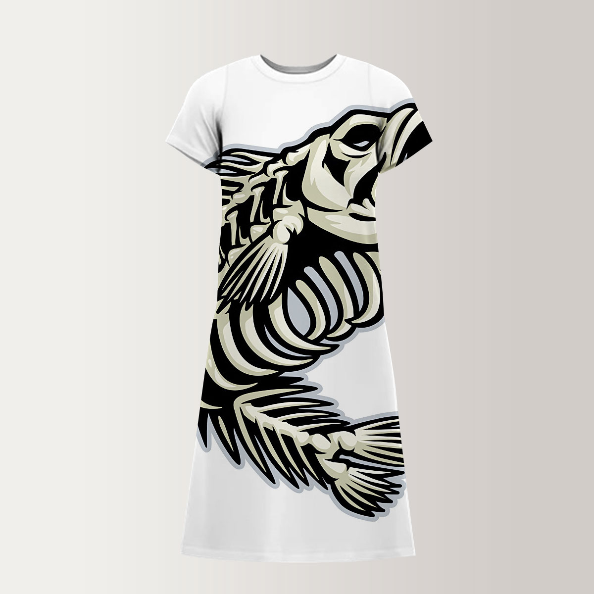 Skeleton Bass Fish T-Shirt Dress