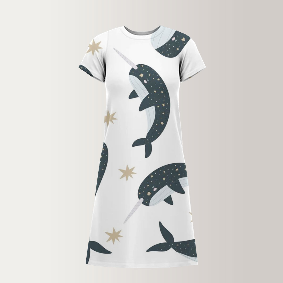 Star Narhwhal Whale T-Shirt Dress