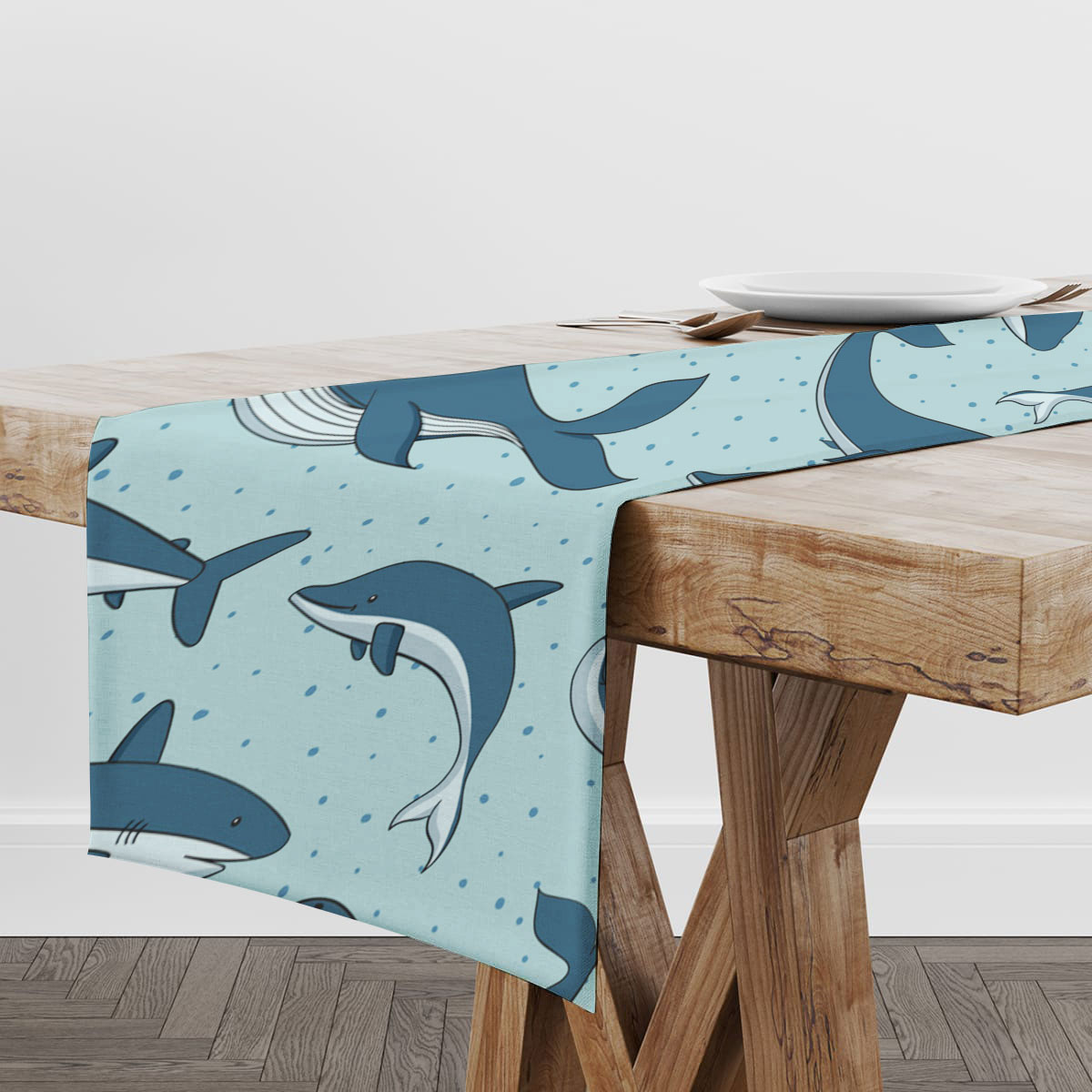 Narwhal Whale Shark Dolphin Table Runner