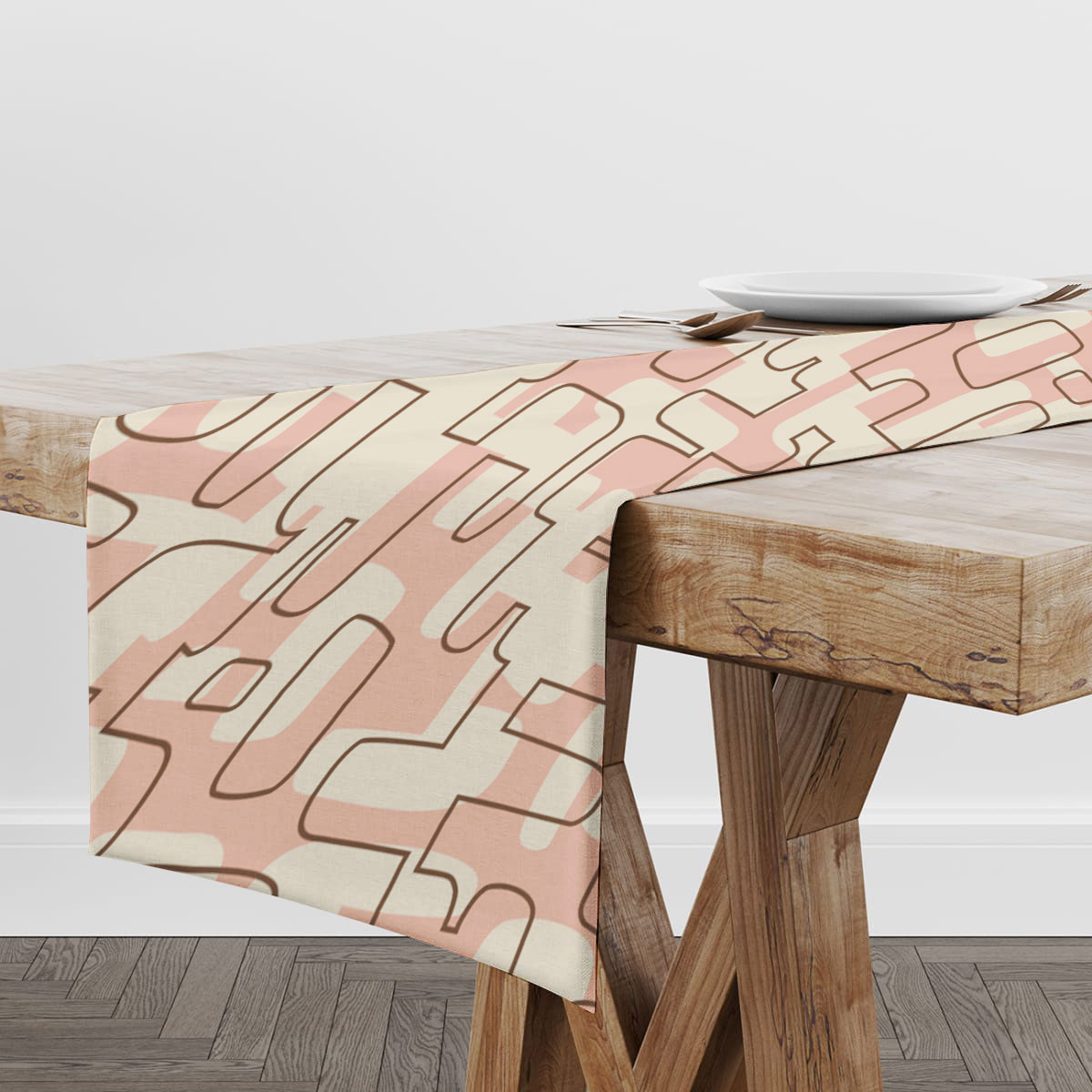 Pink Abstract Mid Century Table Runner