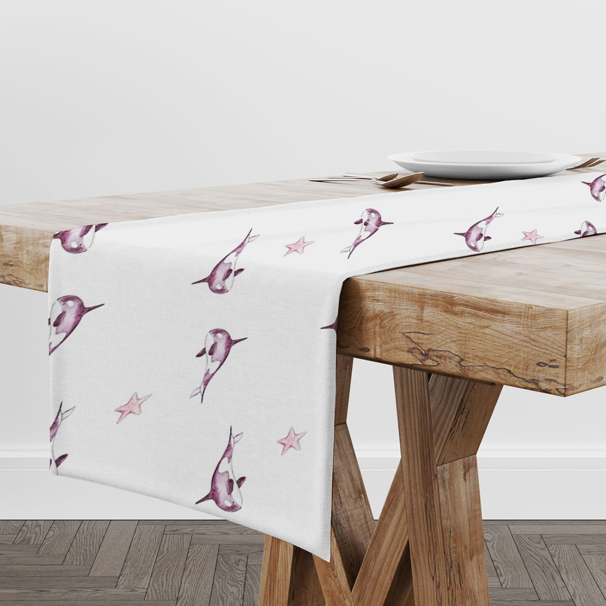 Pink Star Orca Table Runner