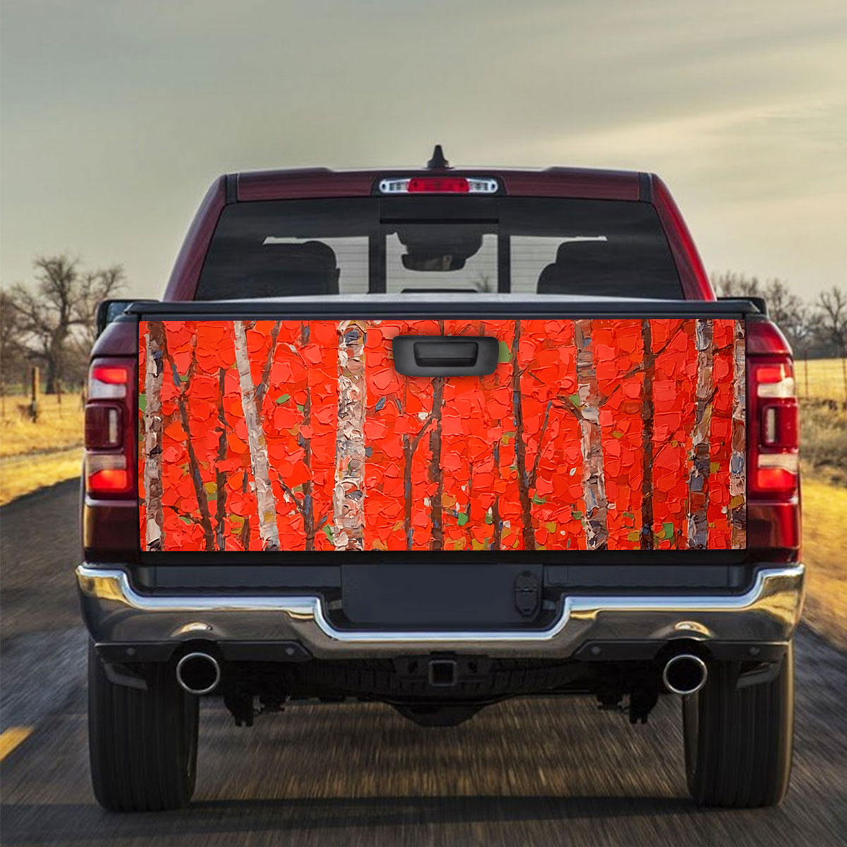 Nighttime Birch Trees Truck Bed Decal