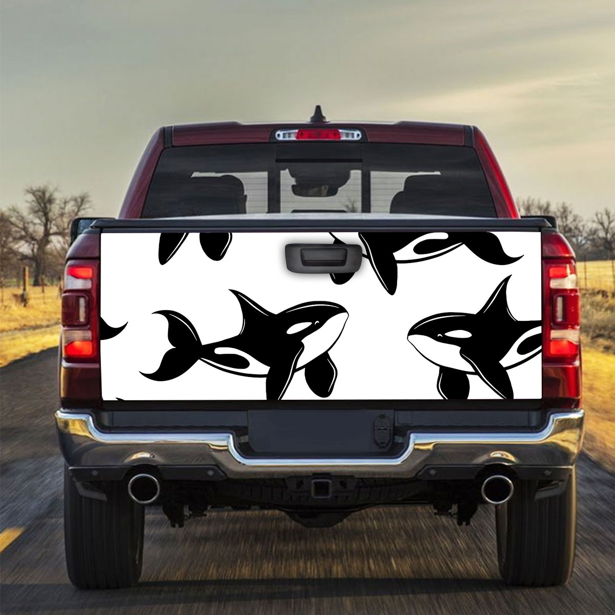Orca On White Monogram Truck Bed Decal