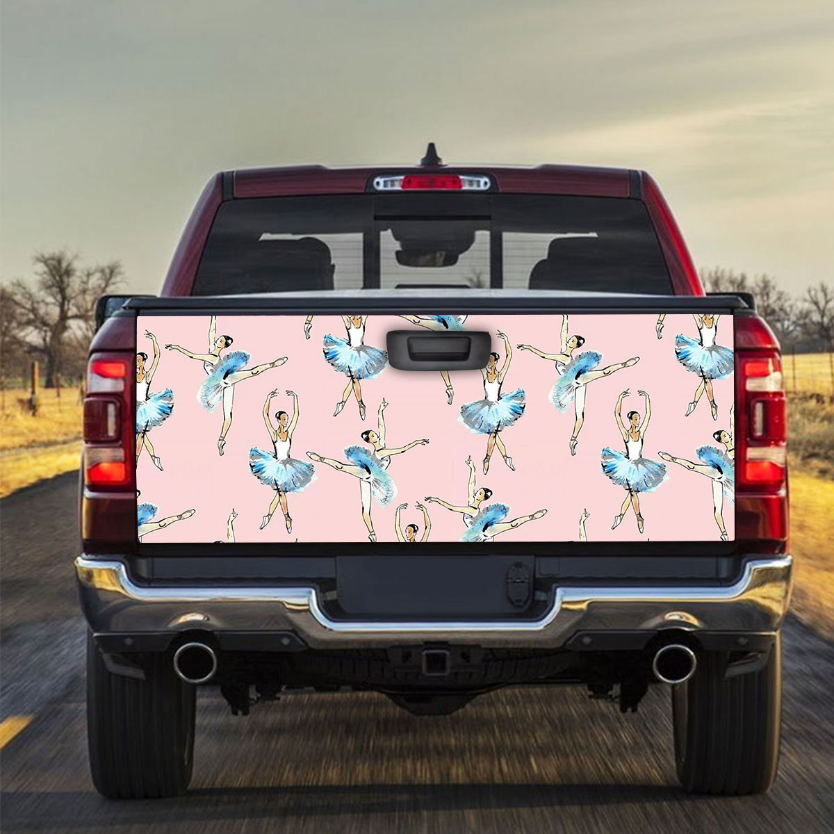 Pink And Blue Ballerina Truck Bed Decal