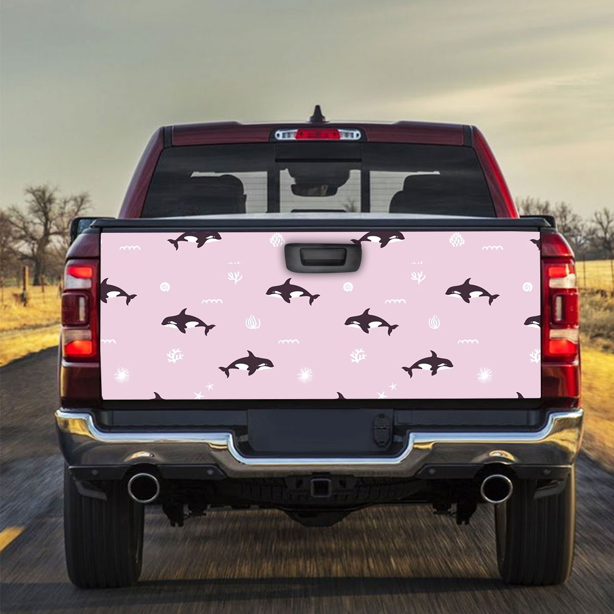 Pink Ocean Orca Truck Bed Decal