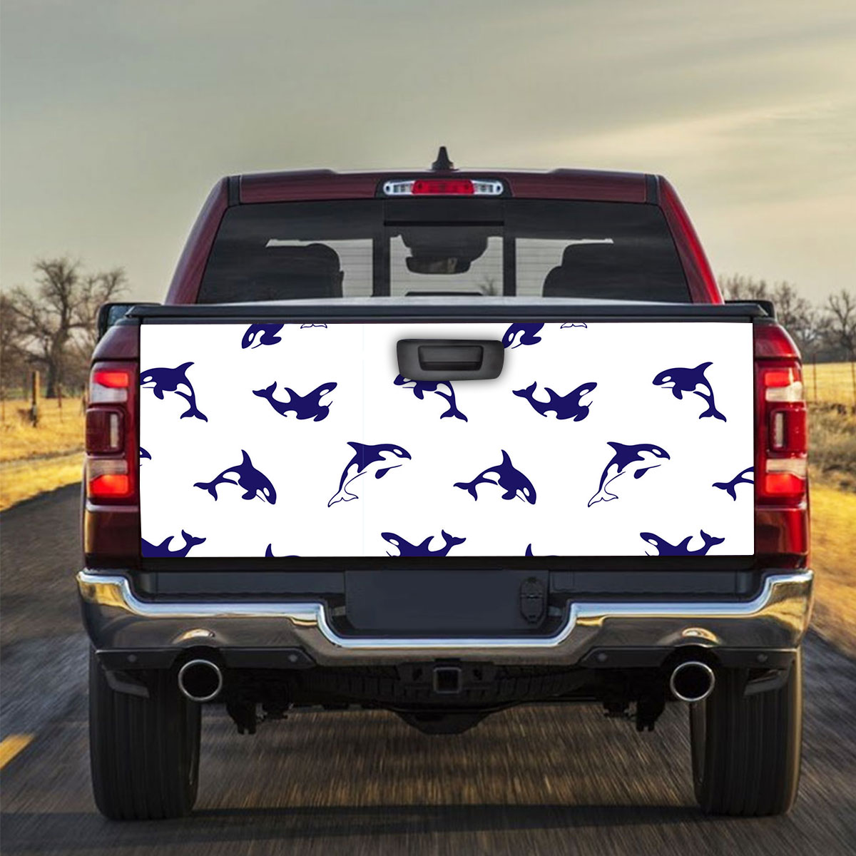 Purple Orca On White Truck Bed Decal