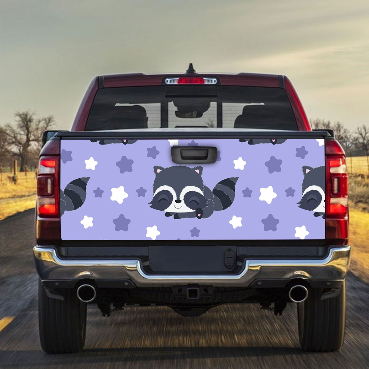 Purple Star Raccoon Truck Bed Decal