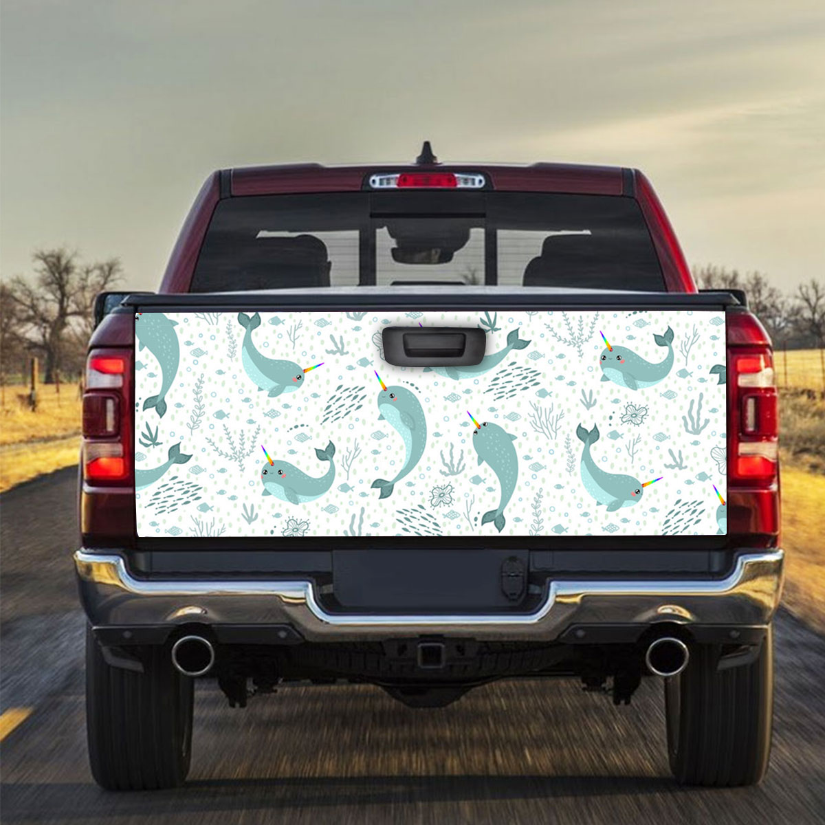 Rainbow Narwhal Truck Bed Decal