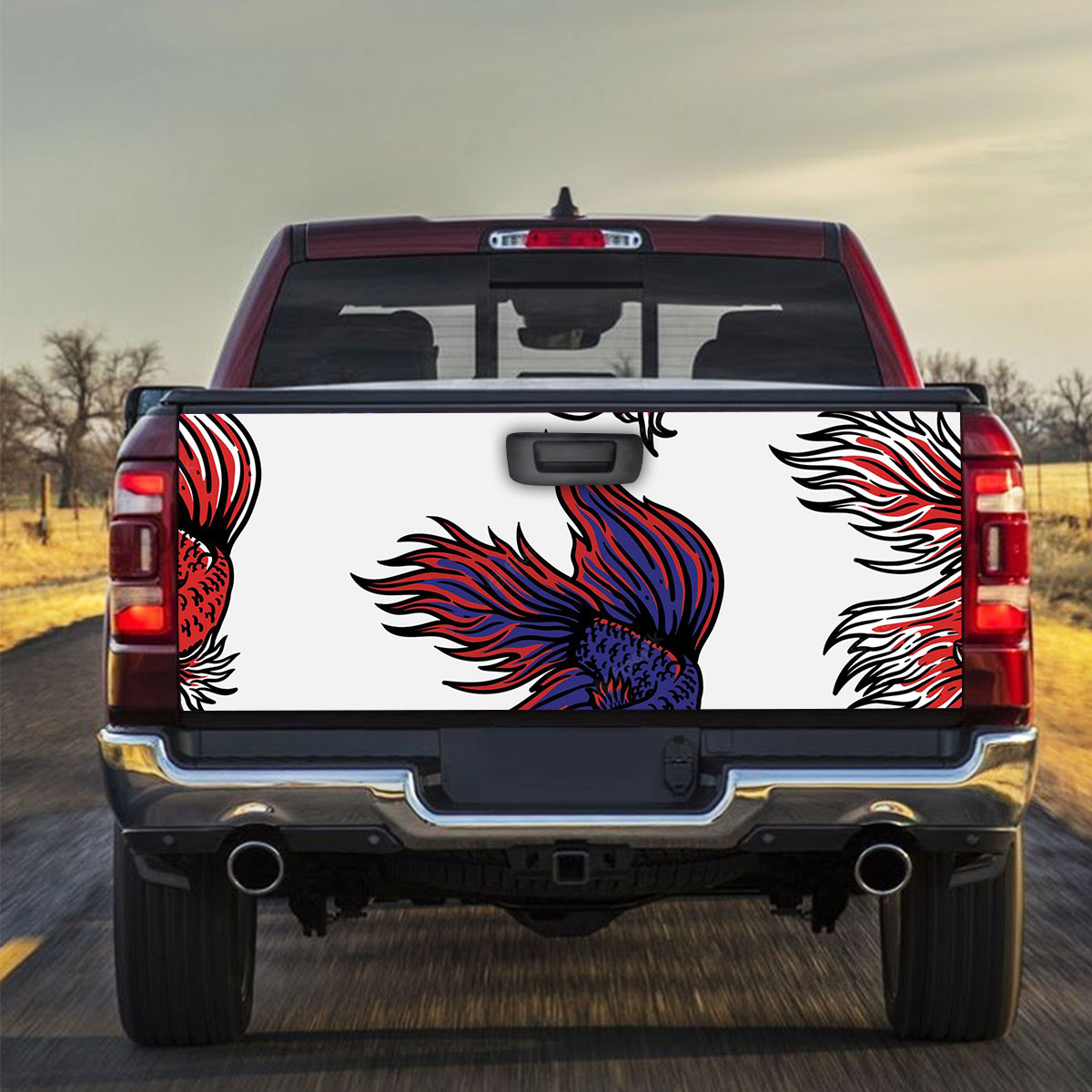 Red Purple Betta Fish Truck Bed Decal