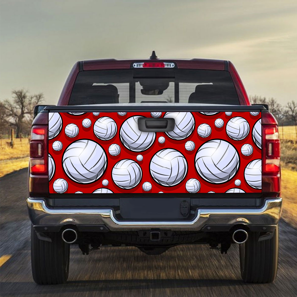 Red Volleyball Truck Bed Decal