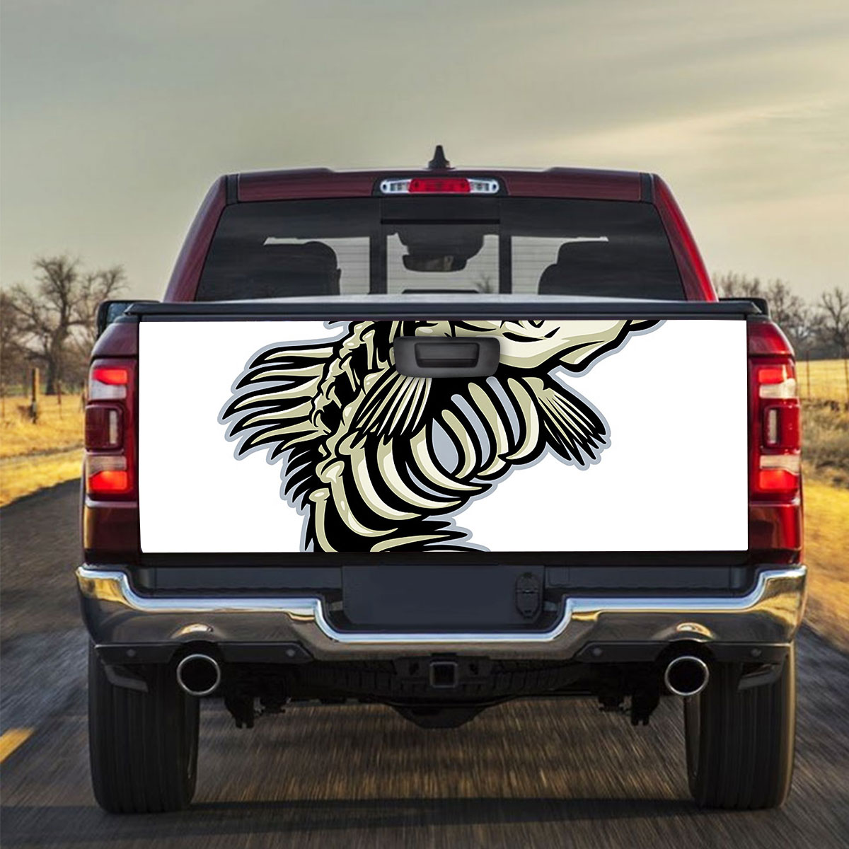 Skeleton Bass Fish Truck Bed Decal