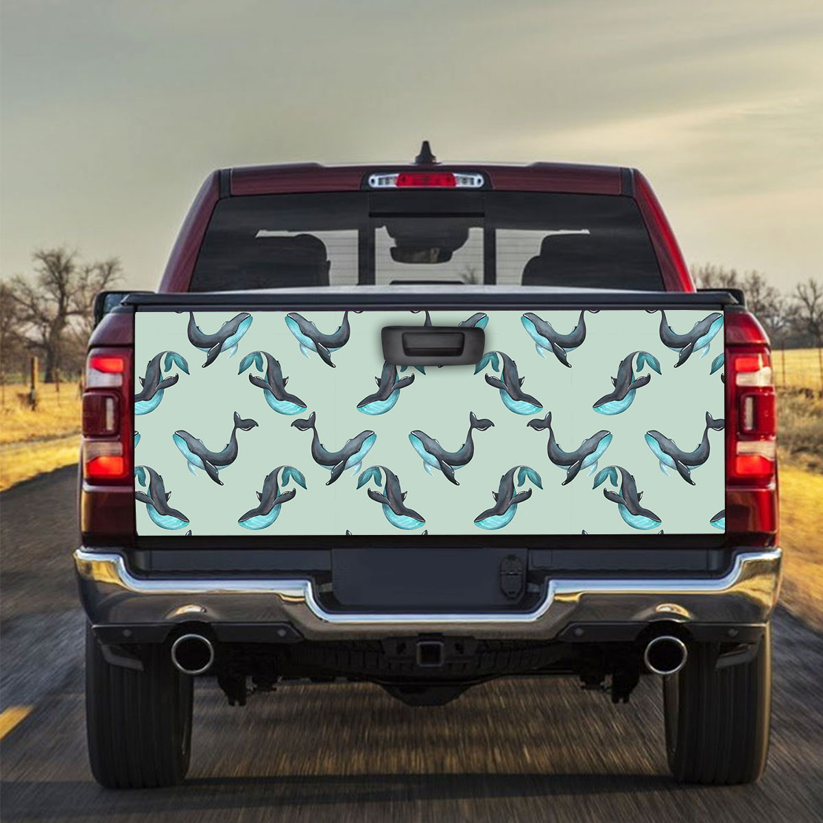 Sparkling Blue Whale Truck Bed Decal