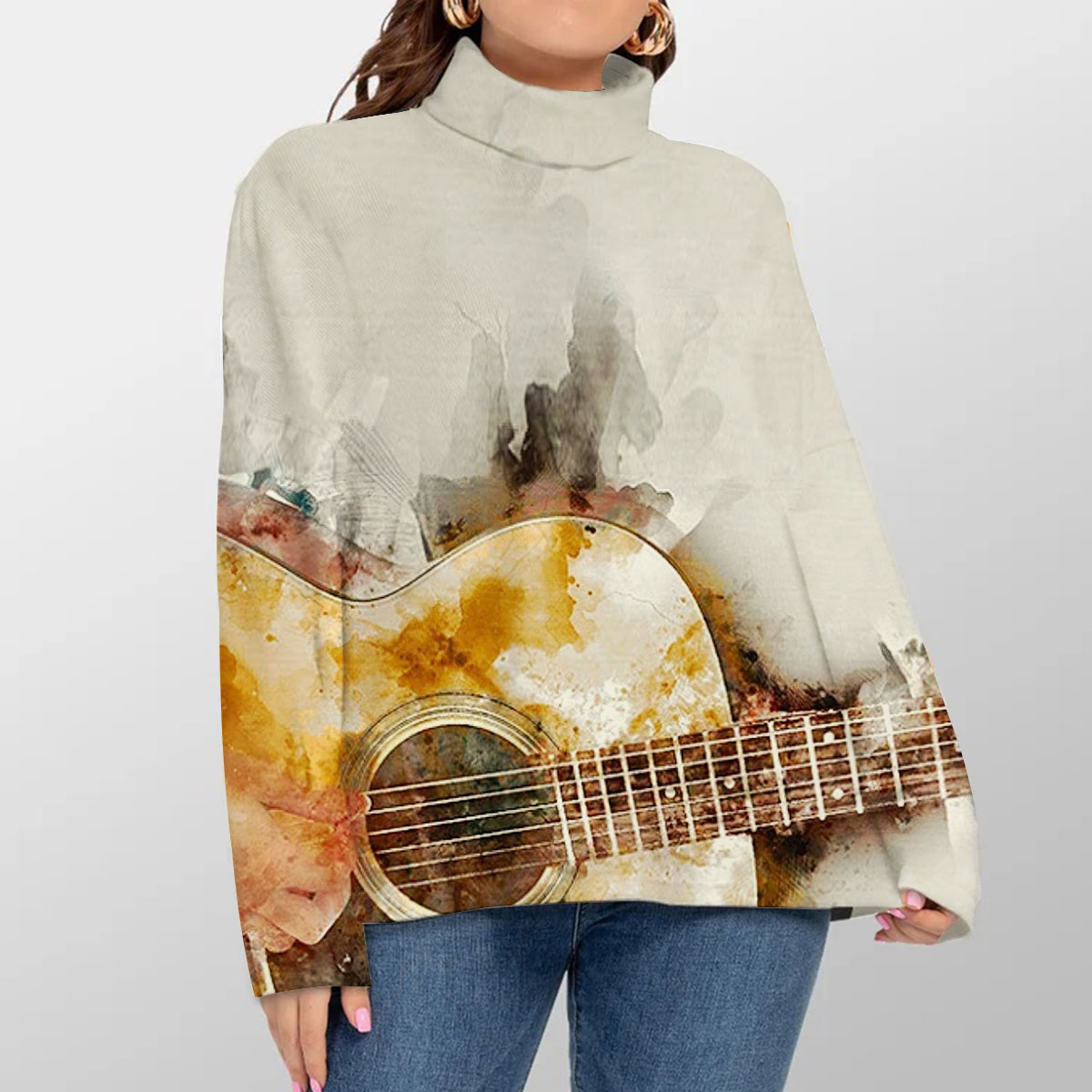 Playing Guitar Turtleneck Sweater