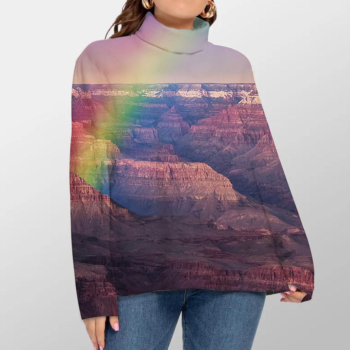 Rainbow Over Grand Canyon Turtleneck Sweater