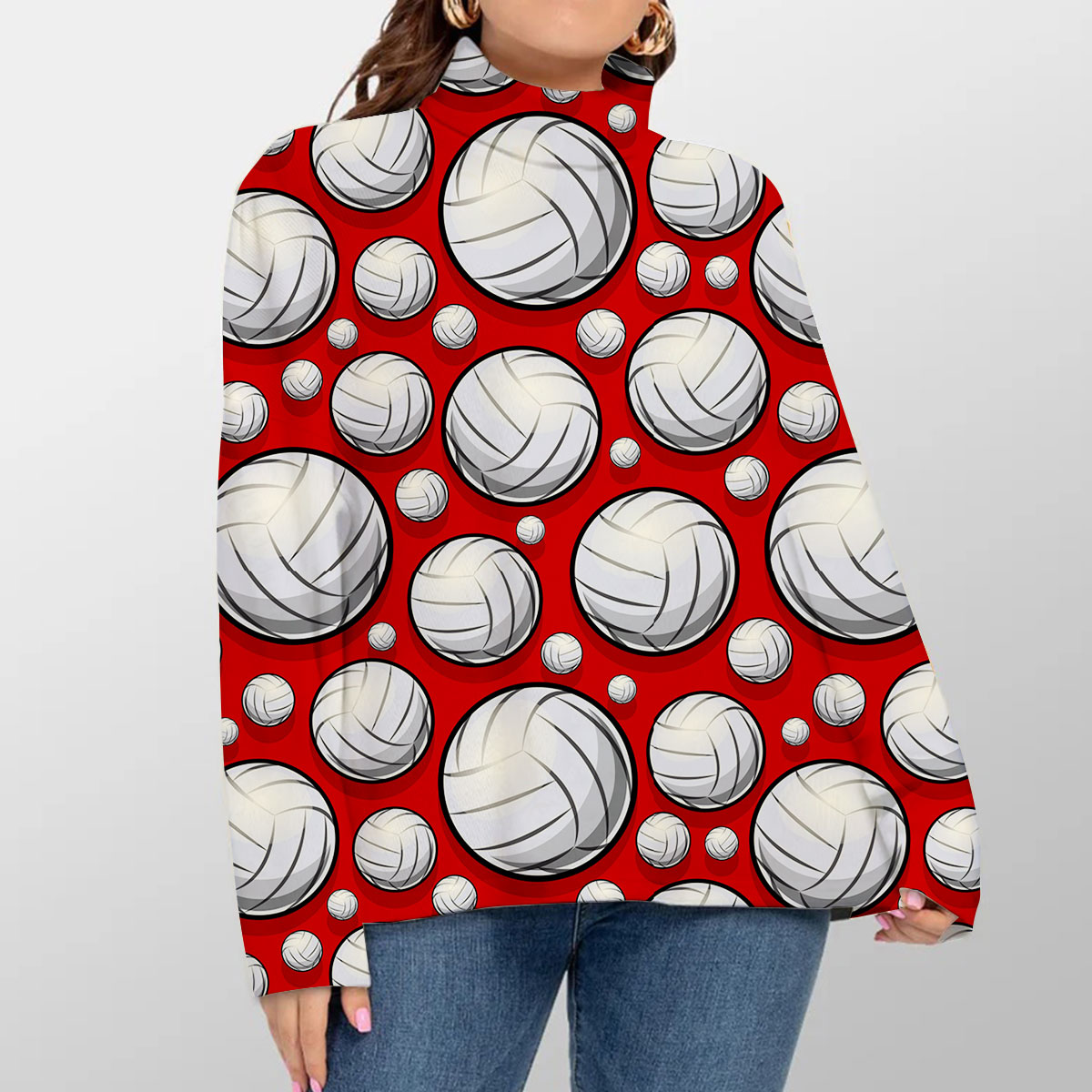 Red Volleyball Turtleneck Sweater