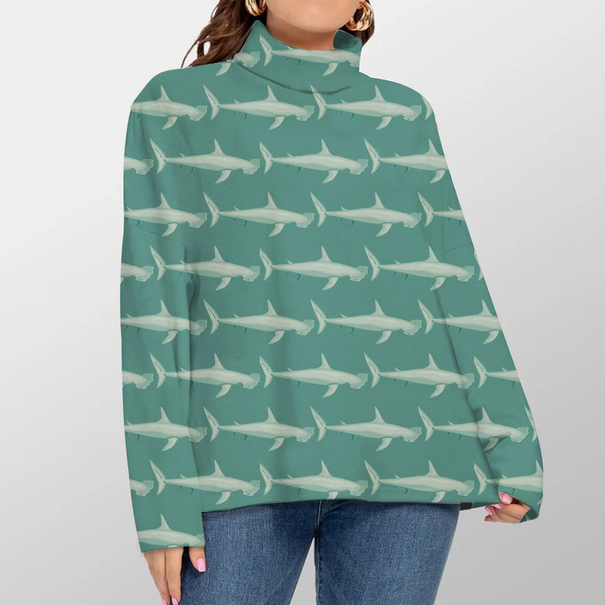 Sea Hammerhead Shark Turtleneck Sweater