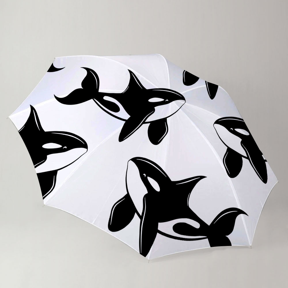 Orca On White Monogram Umbrella