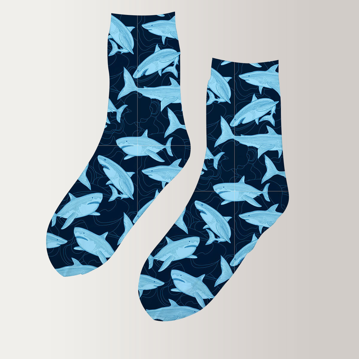 Ocean Great White Shark 3D Socks