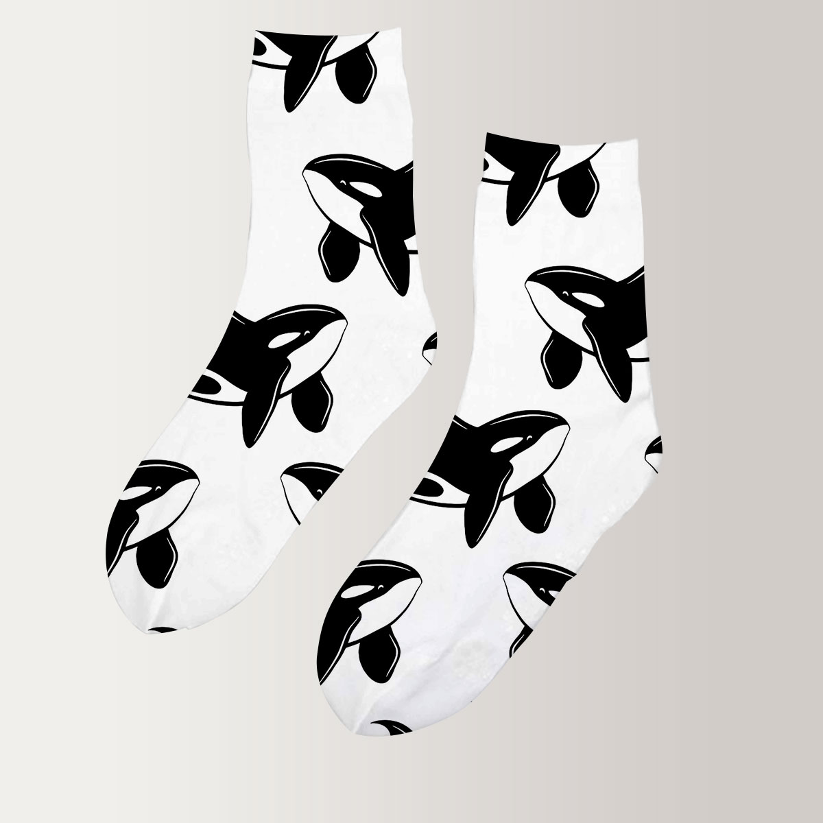Orca On White Monogram 3D Socks