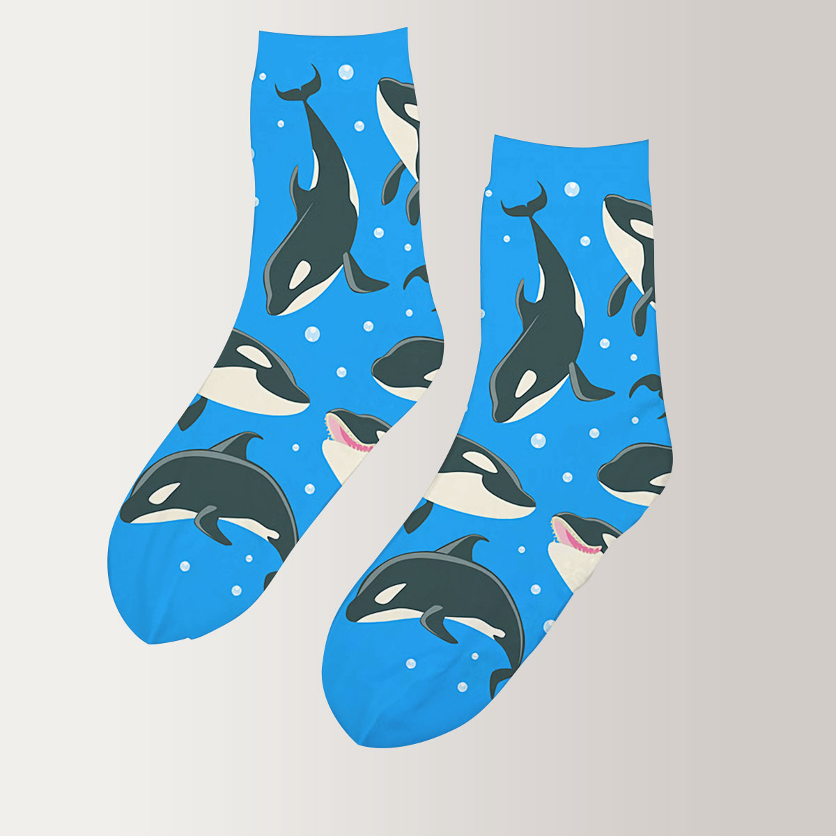 Orca Whale On Blue 3D Socks