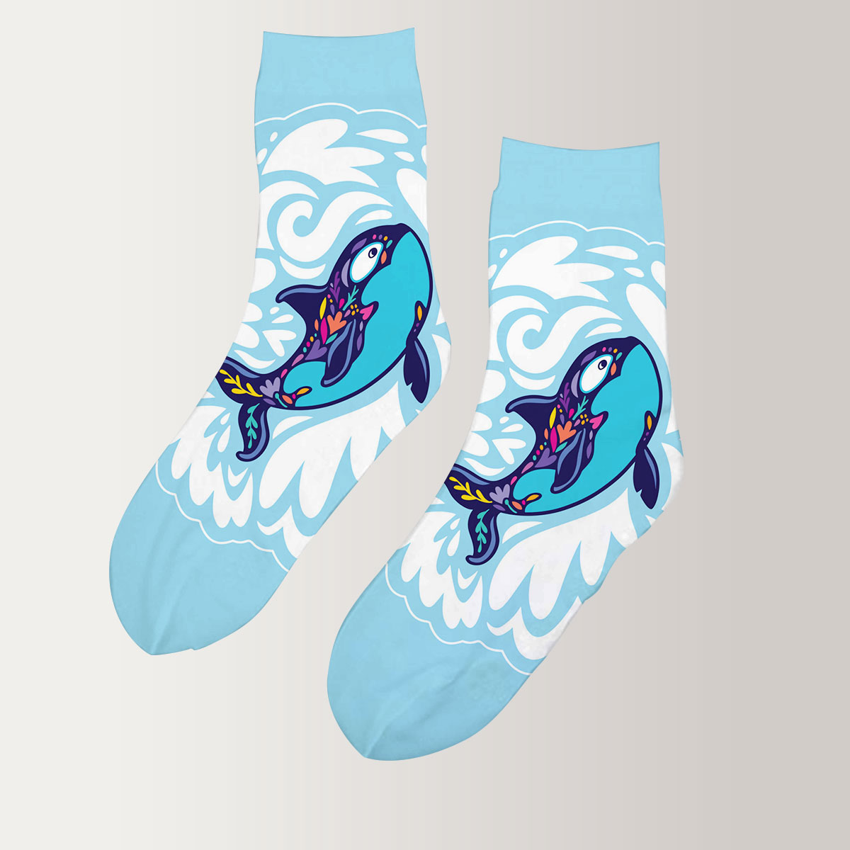 Peaceful Ocean Orca 3D Socks