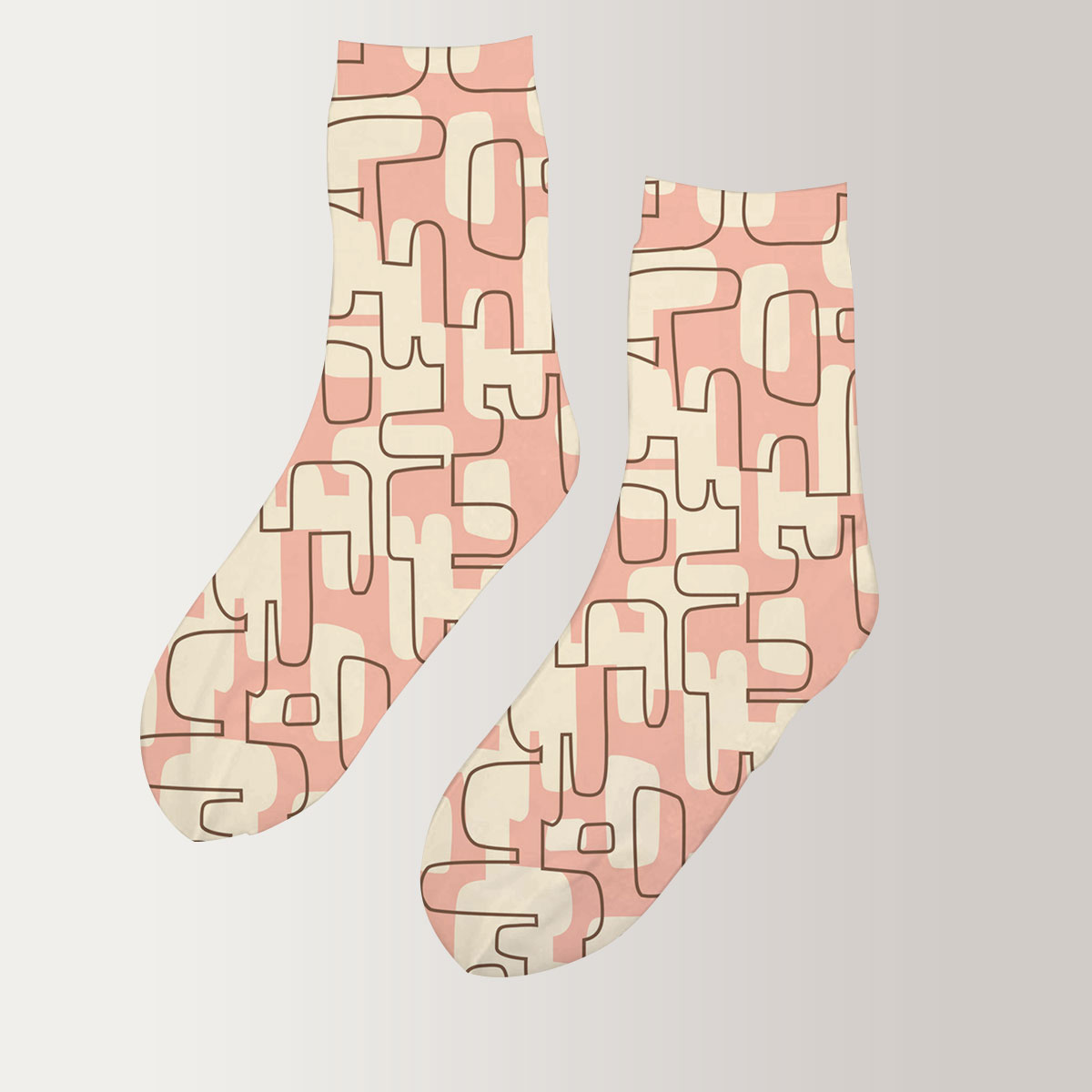 Pink Abstract Mid Century 3D Socks