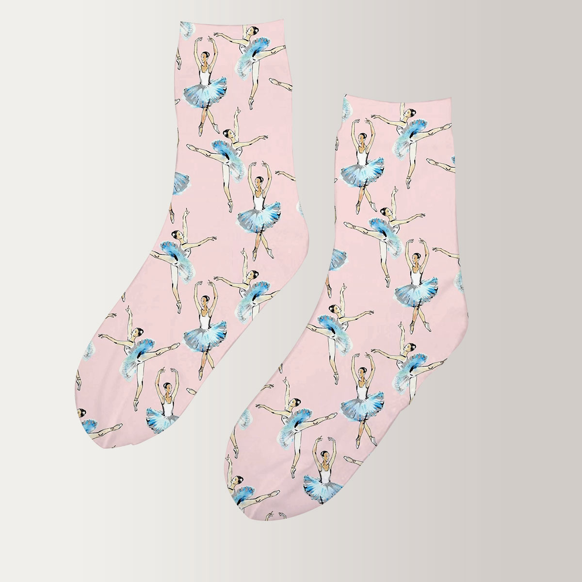 Pink And Blue Ballerina 3D Socks