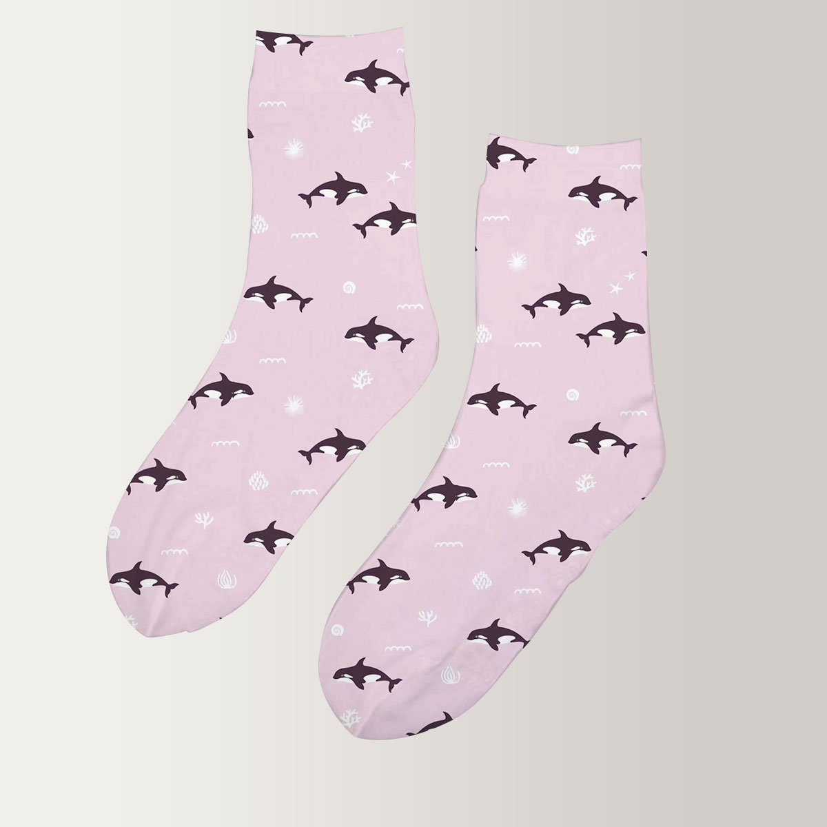 Pink Ocean Orca 3D Socks