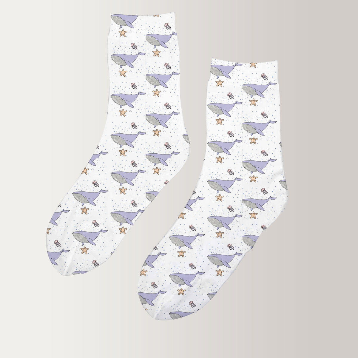 Purple Blue Whale Monogram 3D Socks