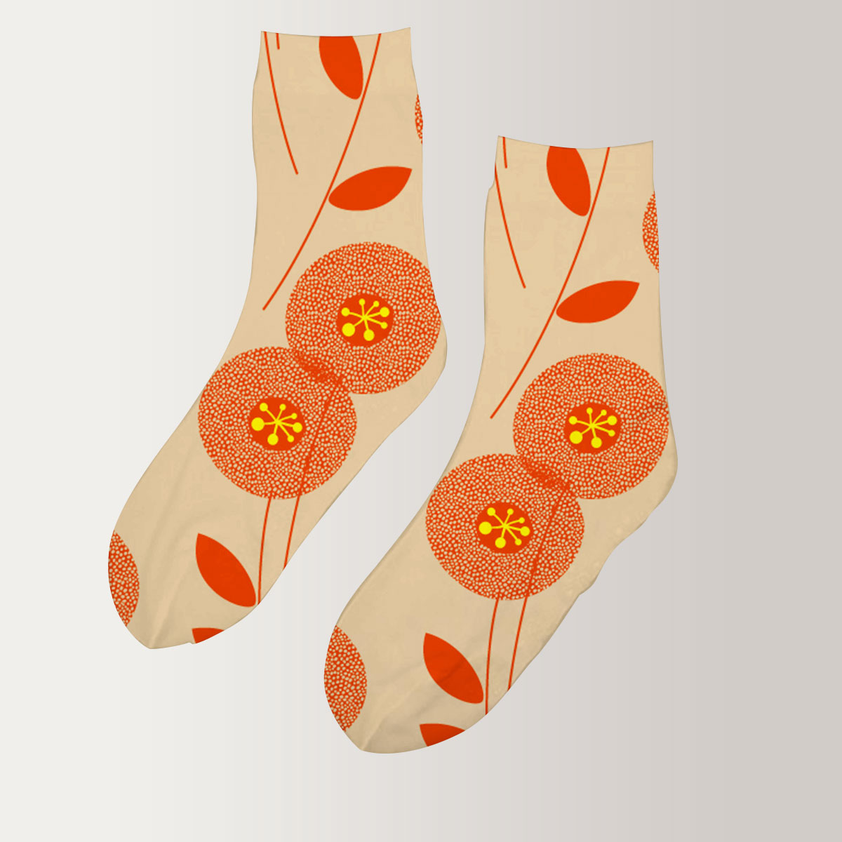 Retro Flower Mid Century Modern 3D Socks