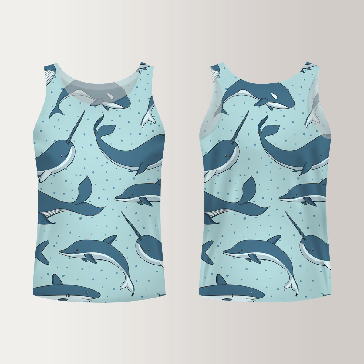 Narwhal Whale Shark Dolphin Unisex Tank Top