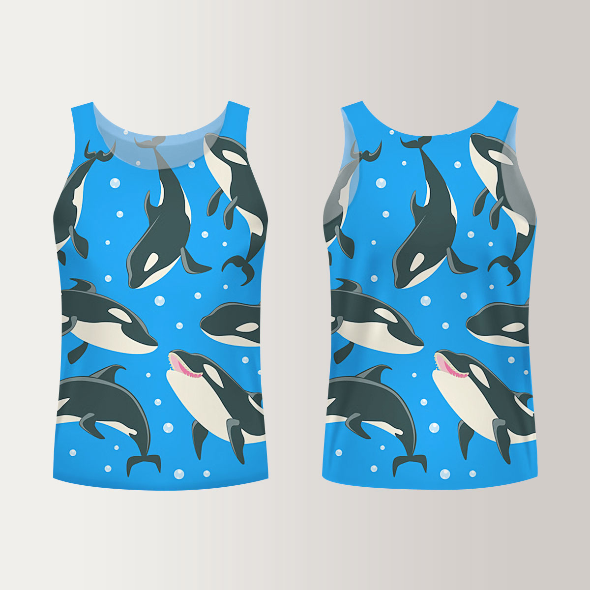 Orca Whale On Blue Unisex Tank Top